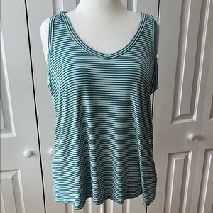 Old Navy Mint Green & Teal Striped V-Neck Tank